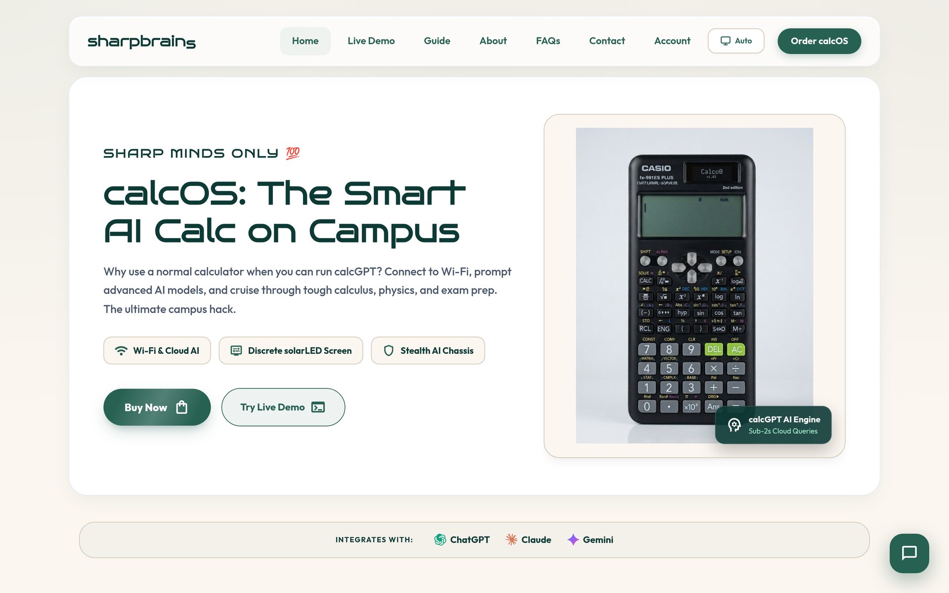Sharpbrains calcOS Platform & Emulator: Landing on desktop
