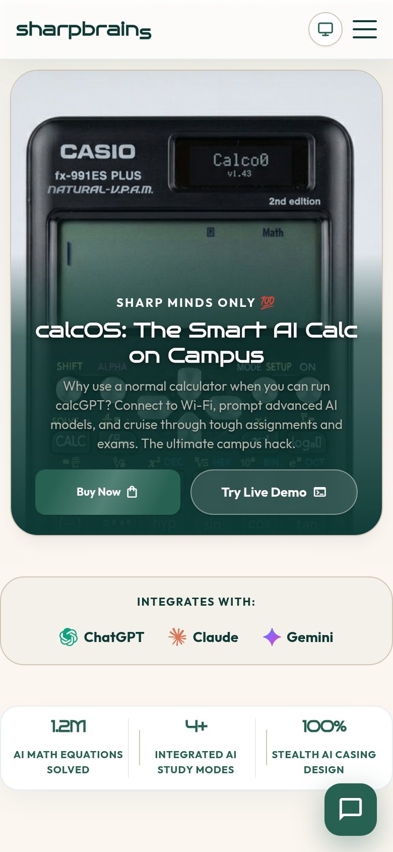 Sharpbrains calcOS Platform & Emulator: Landing on mobile