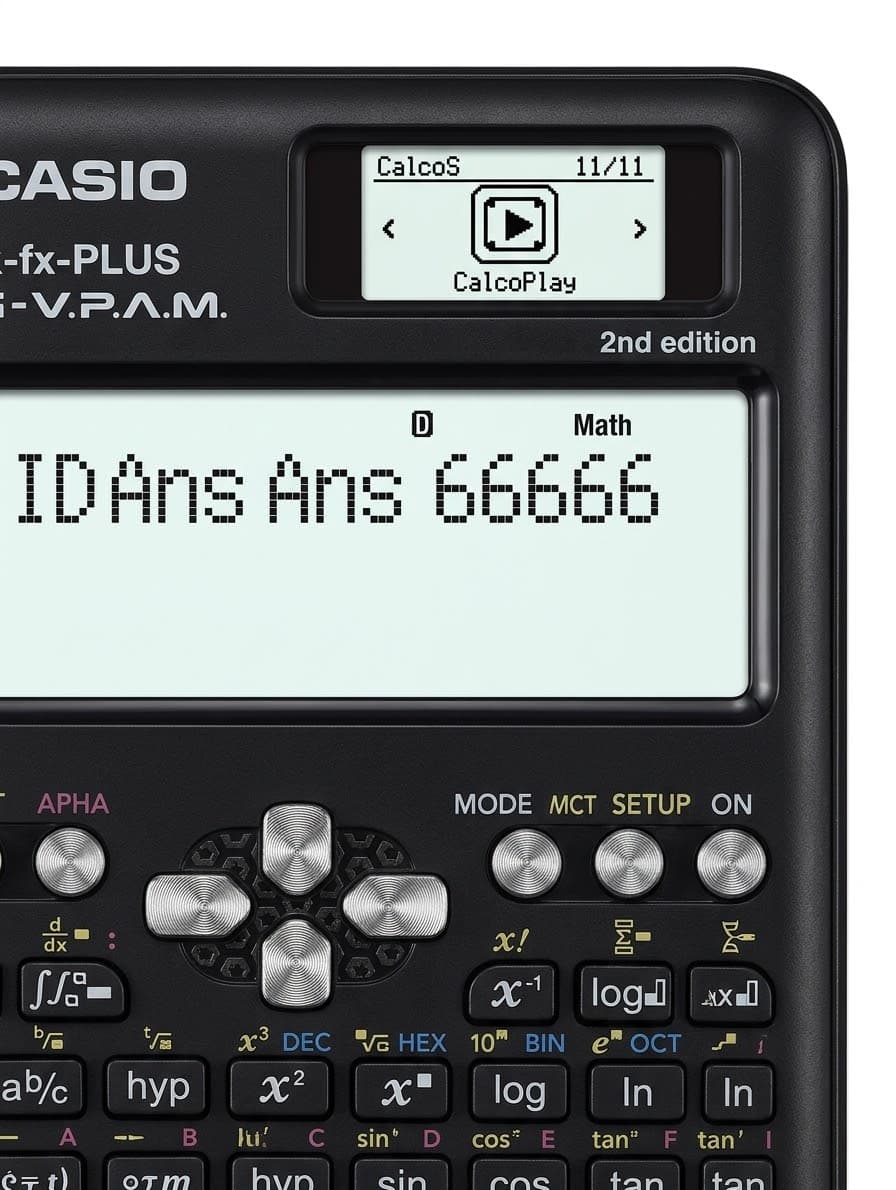 CalcoPlay interface on calculator display